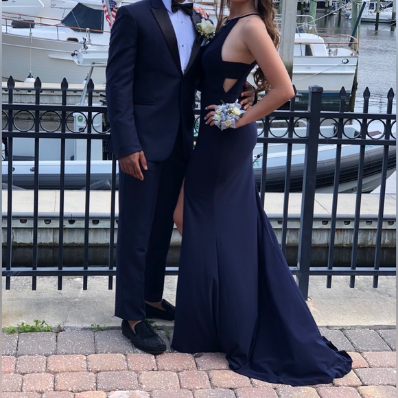 Sherri Hill Navy Prom Dress Size 6 - Picture 7 of 7